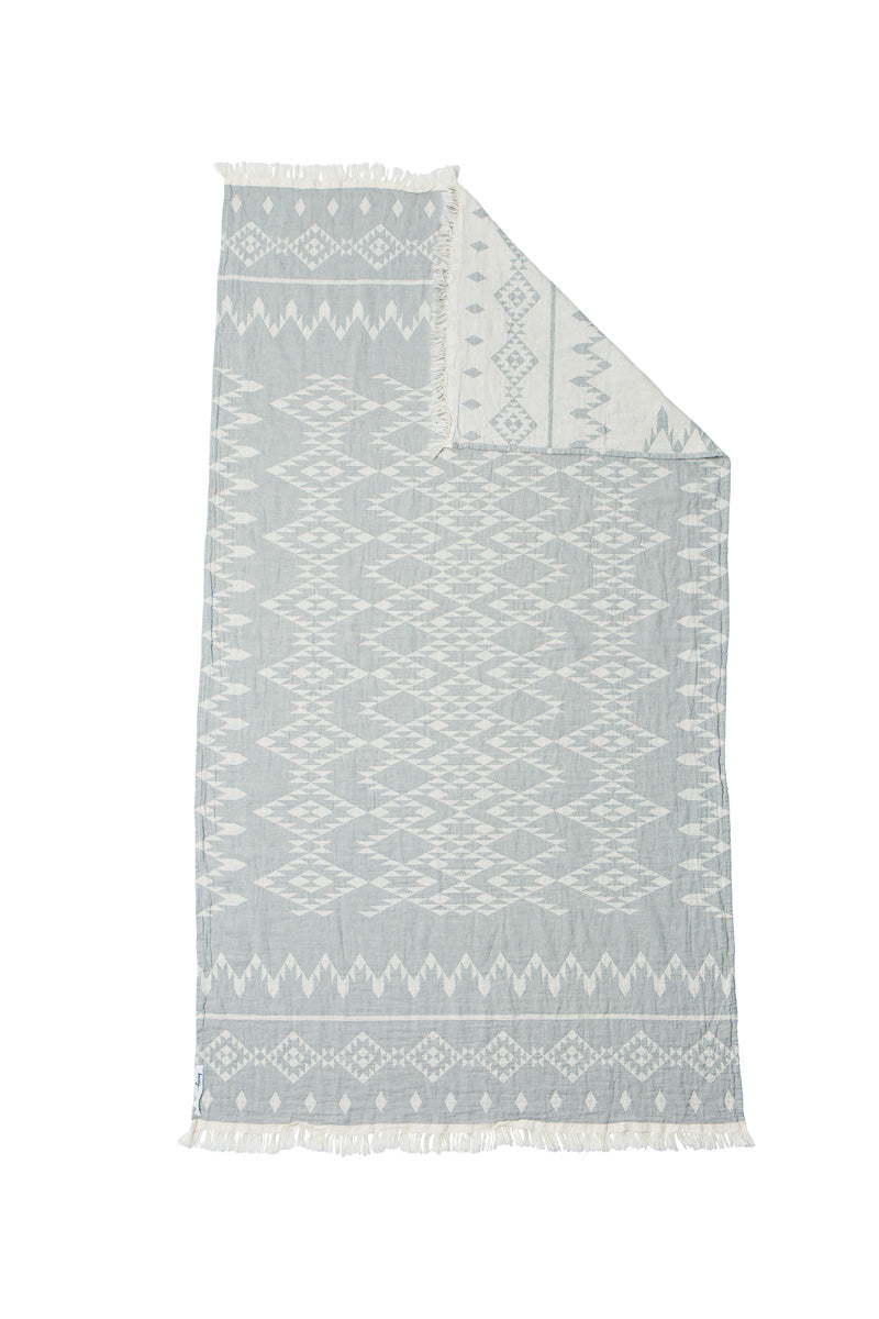 Oteki Knotty Turkish Towel - KILIM Grey - Knotty.com.au